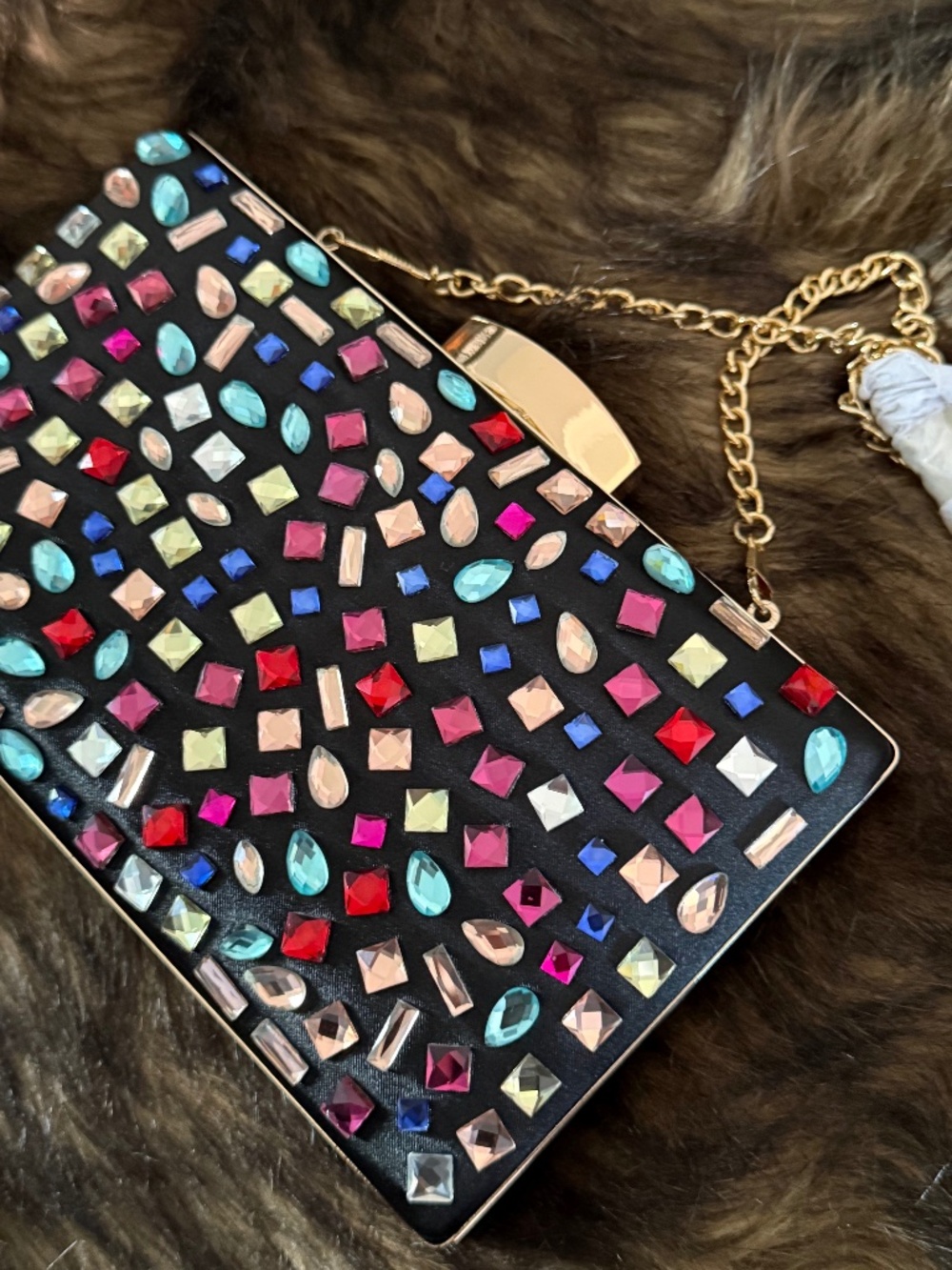 NWT Multi Colored Rhinestone Evening Purse
